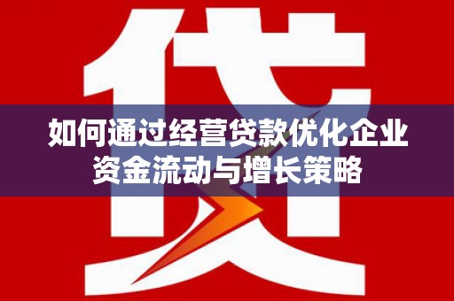 南郊如何通过经营贷款优化企业资金流动与增长策略