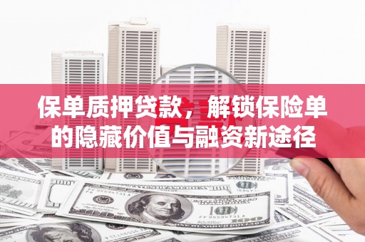 南郊保单质押贷款，解锁保险单的隐藏价值与融资新途径