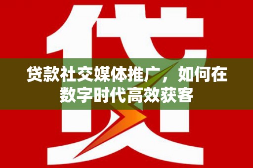 南郊贷款社交媒体推广，如何在数字时代高效获客