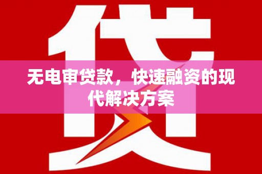 南郊无电审贷款，快速融资的现代解决方案