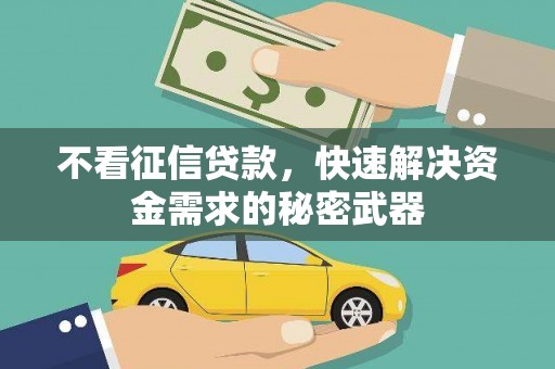 南郊不看征信贷款，快速解决资金需求的秘密武器
