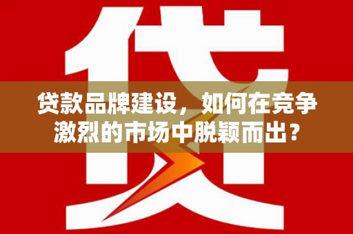 南郊贷款品牌建设，如何在竞争激烈的市场中脱颖而出？