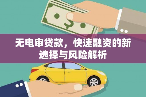 南郊无电审贷款，快速融资的新选择与风险解析
